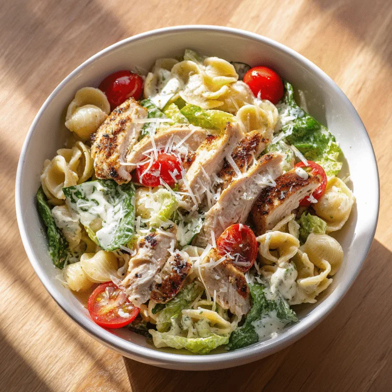 The Best Chicken Caesar Pasta Salad – Creamy, Crunchy, and Flavor-Packed