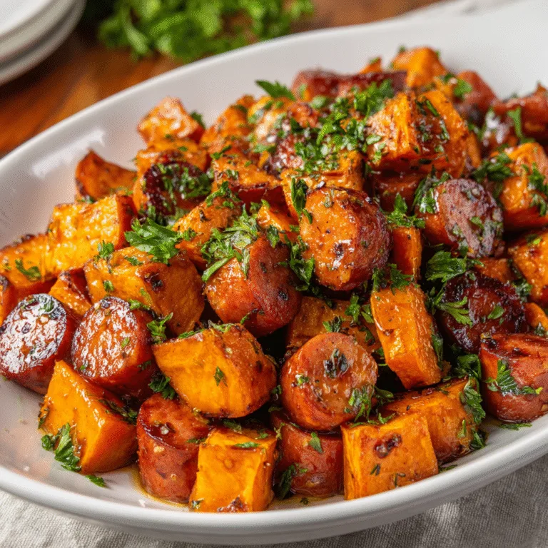 Honey Garlic Sausage Sweet Potatoes – A Sweet & Savory Dinner Delight