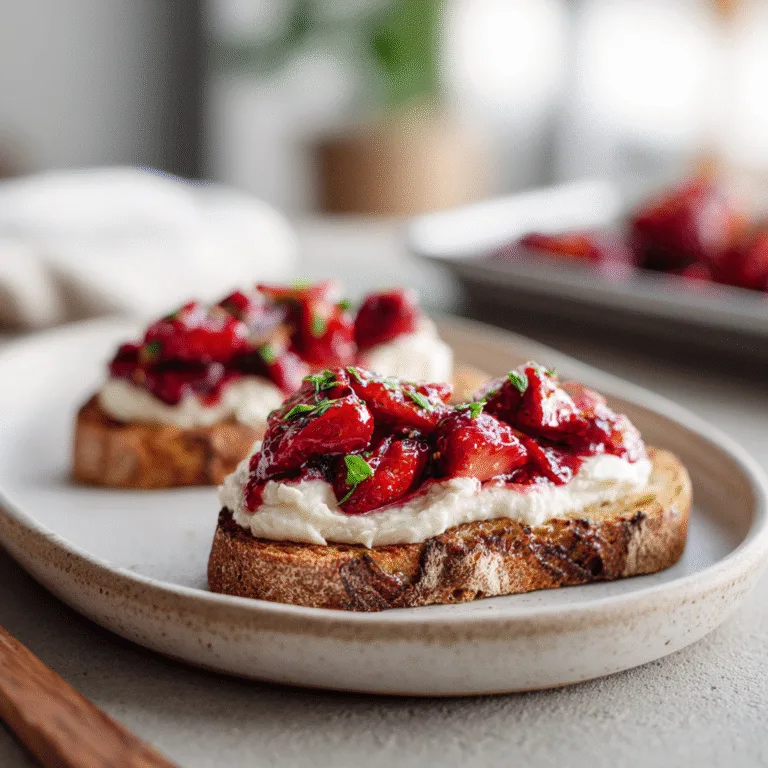 Roasted Strawberry Whipped Ricotta Toast – A Sweet & Savory Delight
