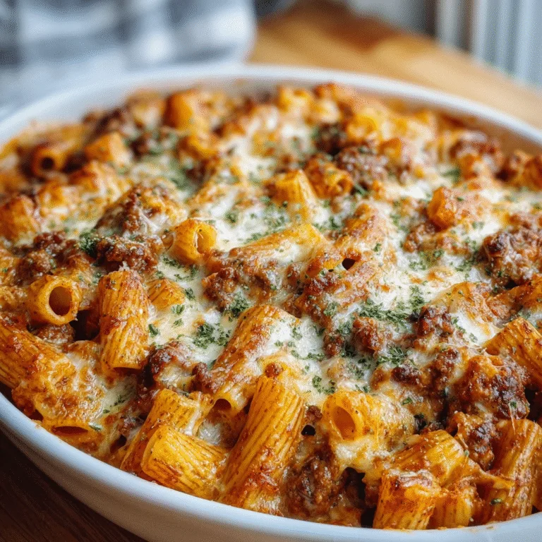 Beef Rigatoni Cheese Bake Recipe