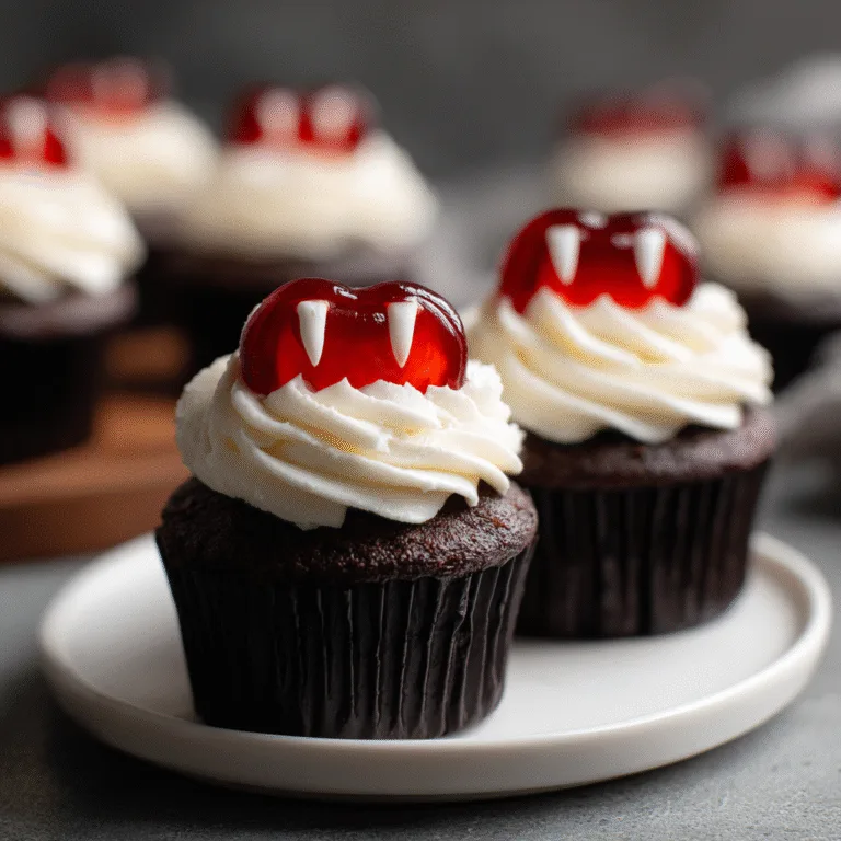 Halloween Vampire Bite Cupcakes with Creepy Red Centers: Spooky Fun for Your Party
