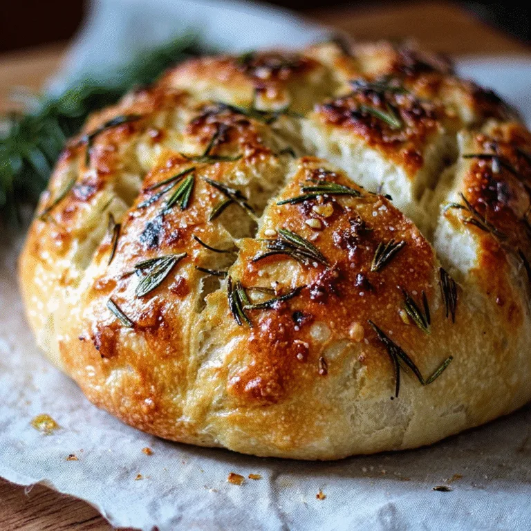 No-Knead Roasted Garlic Rosemary Bread
