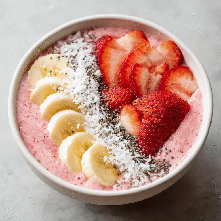 Deliciously Easy Low Calorie Tropical Strawberry Smoothie Bowl