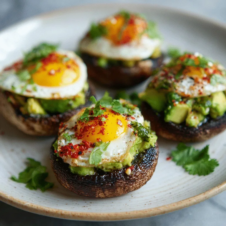 Avocado & Egg Stuffed Mushrooms – Vegetarian Breakfast Delight