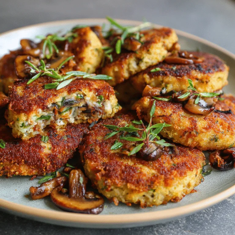 Vegan Mushroom-Stuffed Potato Cakes – Crispy & Flavorful Plant-Based Dinner