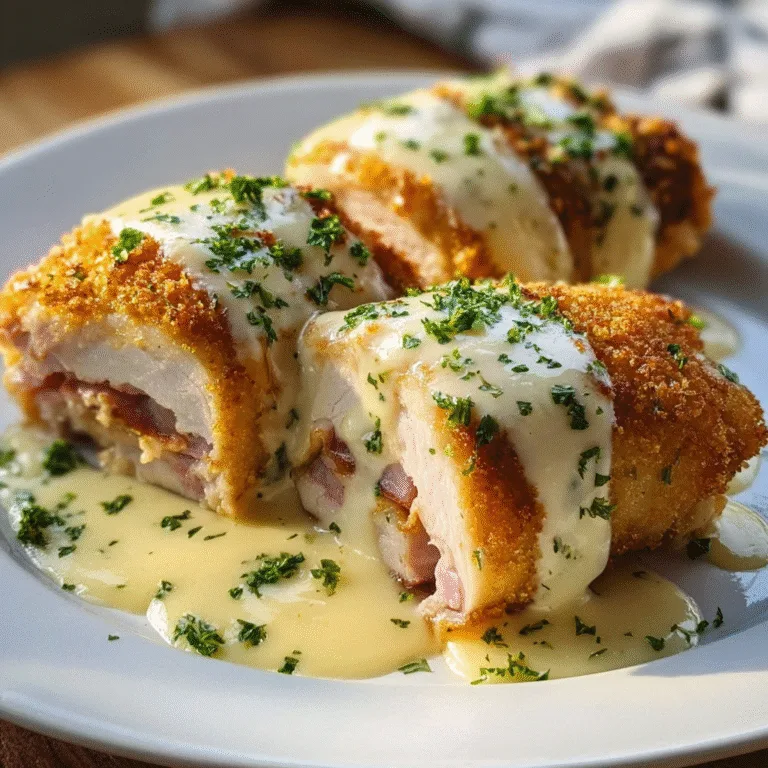 Chicken Cordon Bleu with Swiss Cheese Sauce – A Cheesy, Comforting Delight
