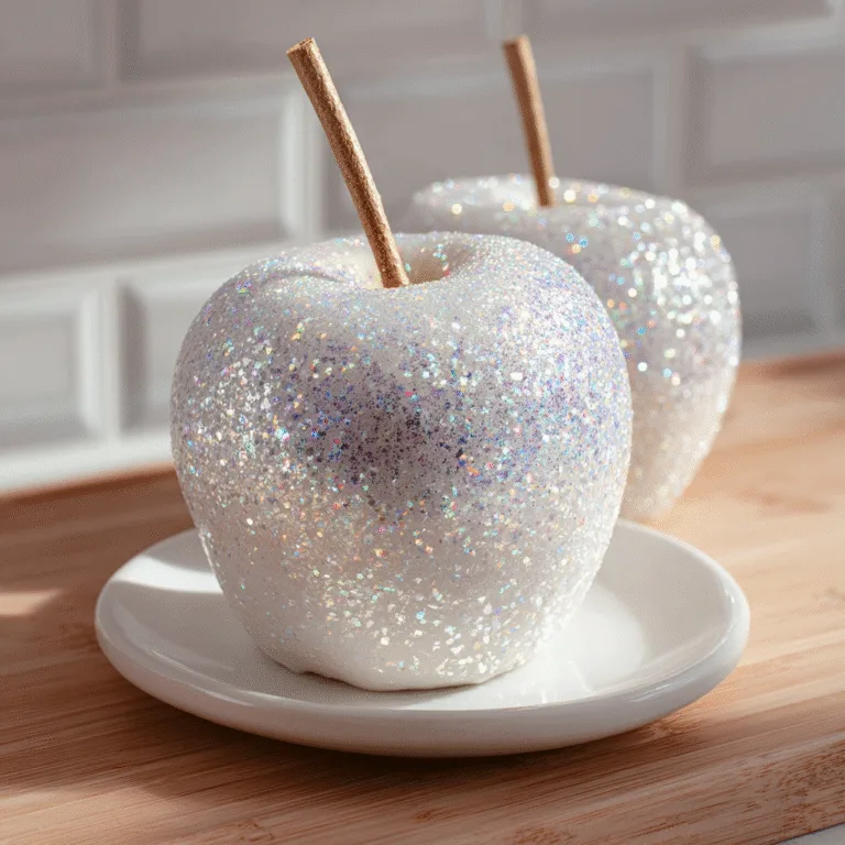 White Sparkle Candy Apples – Festive Party Treat