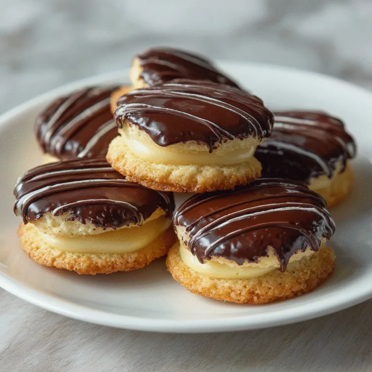 BOSTON CREAM PIE COOKIES WITH CUSTARD FILLING & CHOCOLATE GANACHE