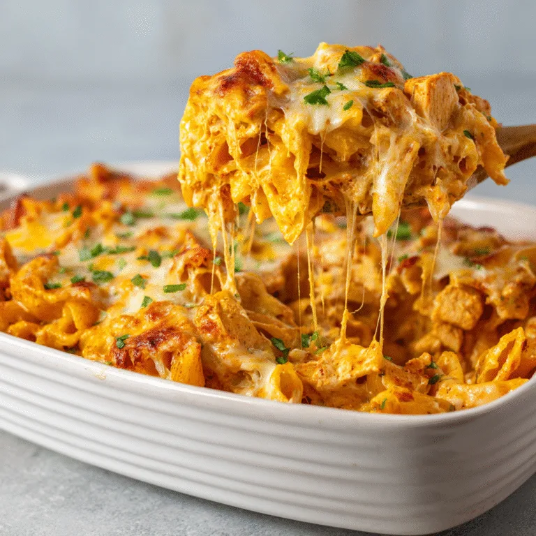 Easy Cheesy Buffalo Chicken Pasta Bake