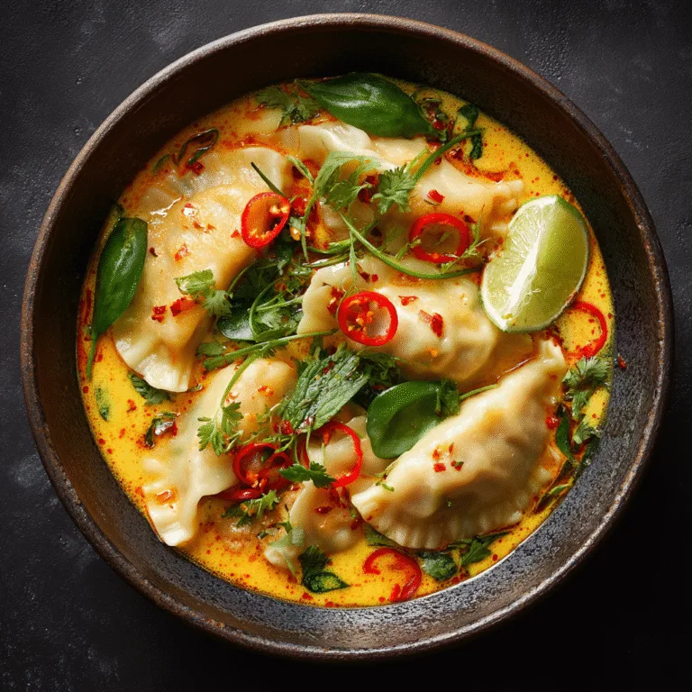 THAI COCONUT CURRY DUMPLING SOUP