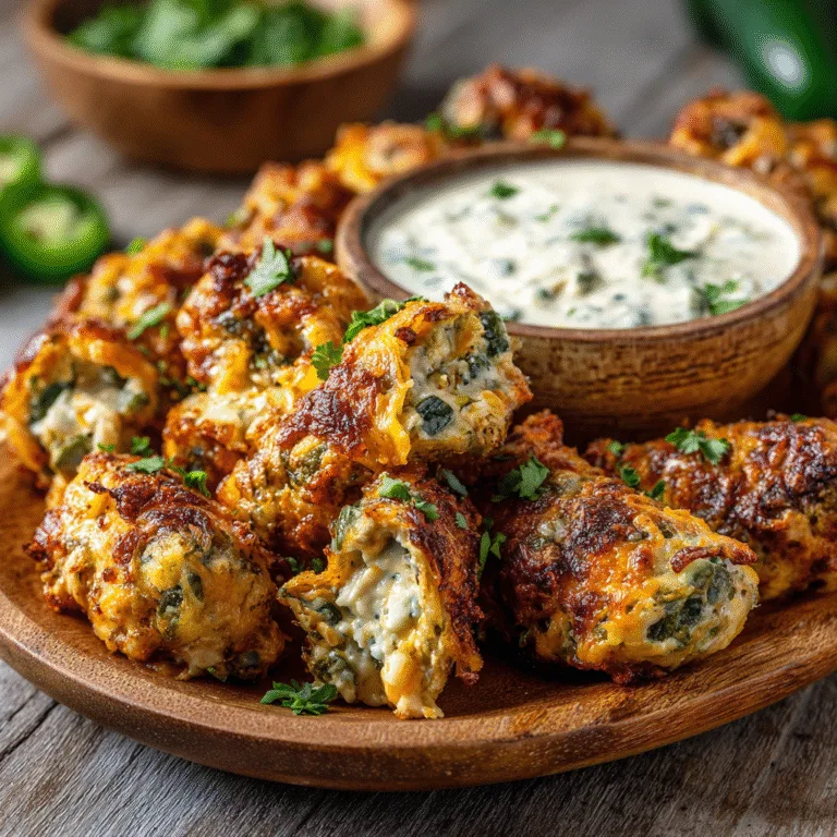 Cheesy Jalapeño Ranch Chicken Poppers with a Creamy Dip