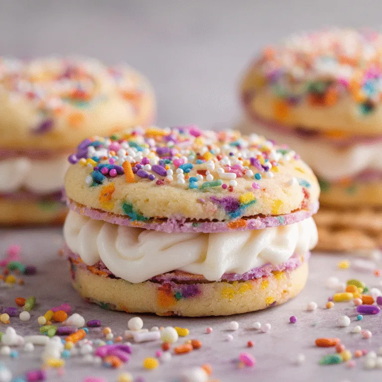 Funfetti Shortbread Sandwich Cookies with Frosting