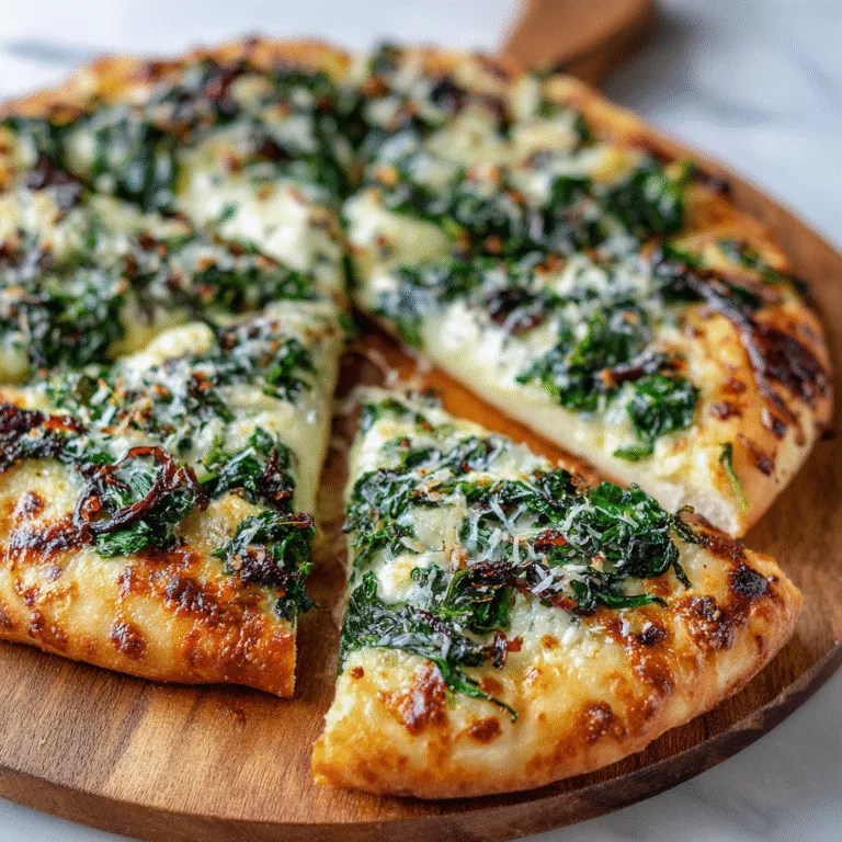 Greek Roasted Garlic Spinach White Pizza Delight