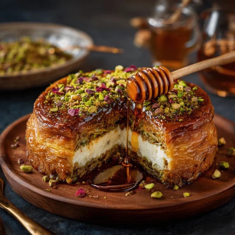 Honey Pistachio Baklava Cheesecake