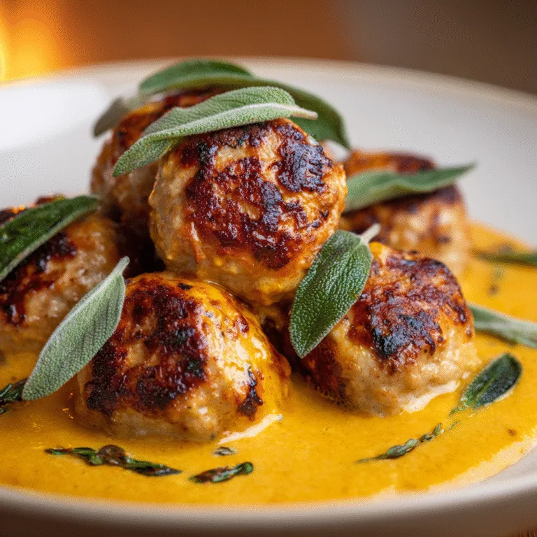 Turkey Meatballs in Pumpkin Sage Sauce