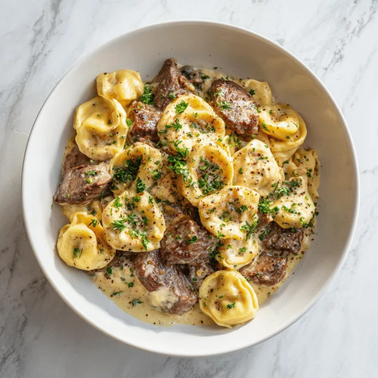 Creamy Garlic Steak Tortellini Skillet Dinner (30-Minute Comfort Meal)