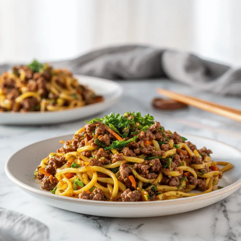 Mongolian Ground Beef Noodles — Quick, Savory, and Flavorful