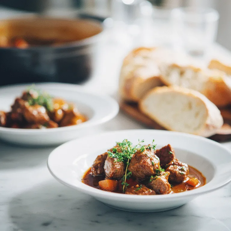 Pork Stew with Bacon, Apples, and Prunes – A Winter Feast from the Misty Mountains