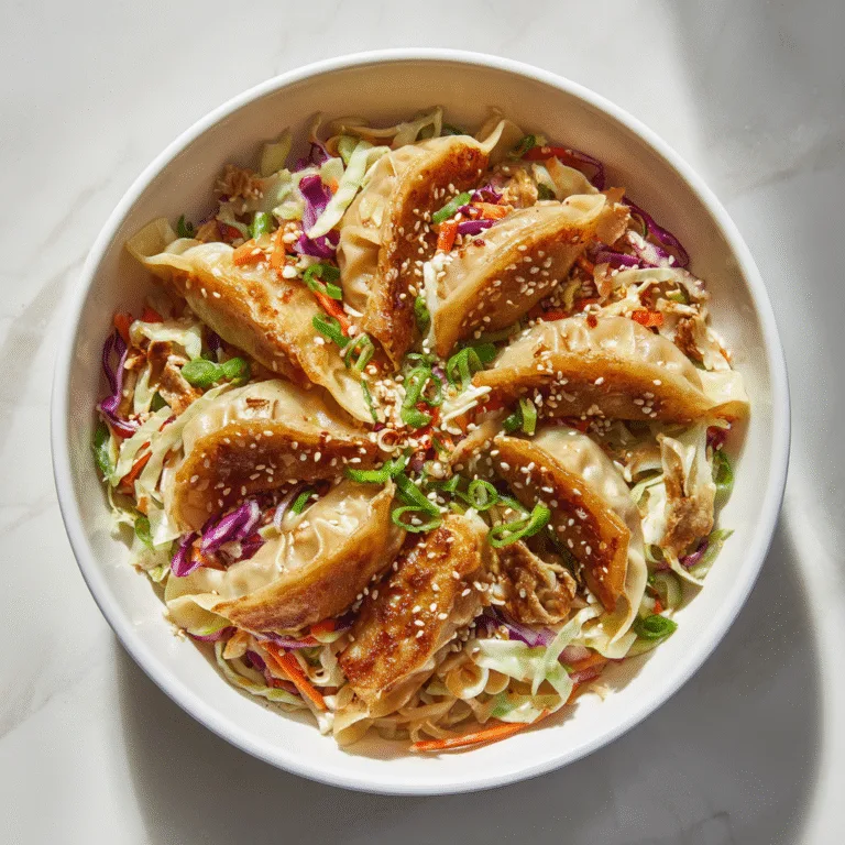 Potsticker Noodle Bowl with Pork & Cabbage Slaw Recipe