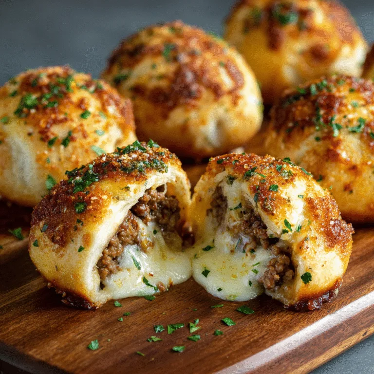 Delicious Garlic Parmesan Cheeseburger Bombs