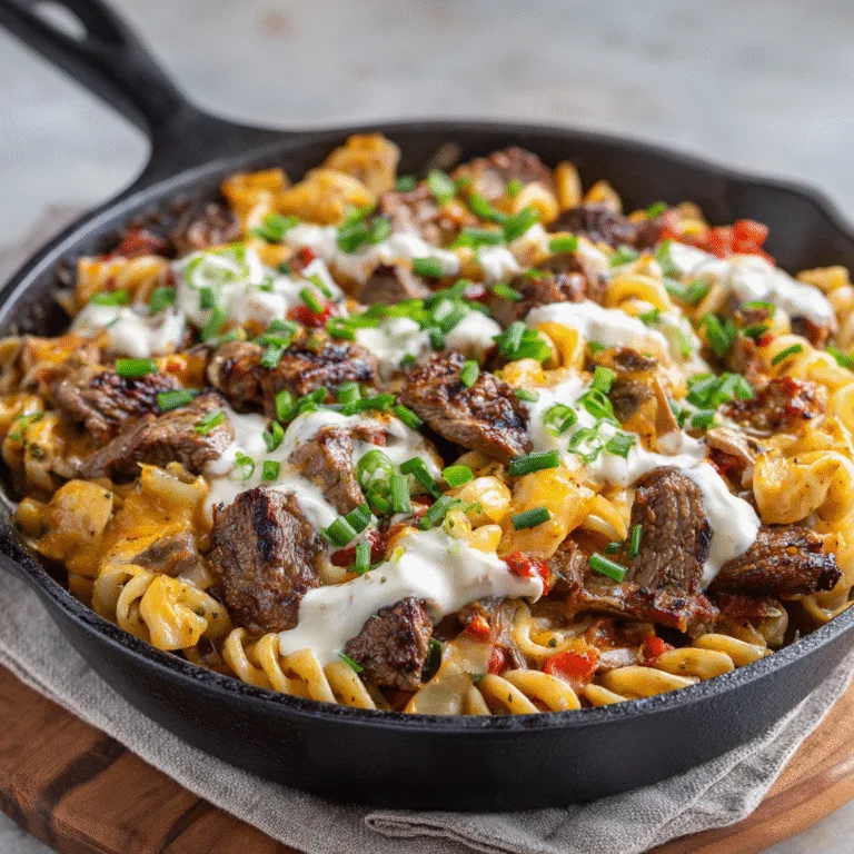 One-Skillet Buffalo Ranch Steak & Pasta