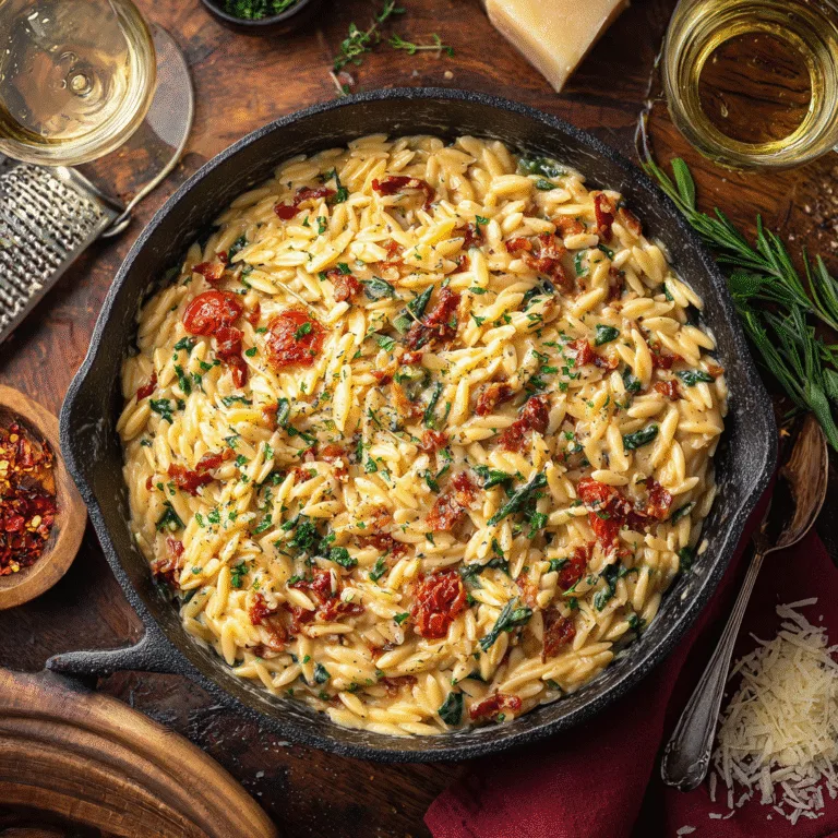 Mouthwatering Creamy Tuscan Orzo