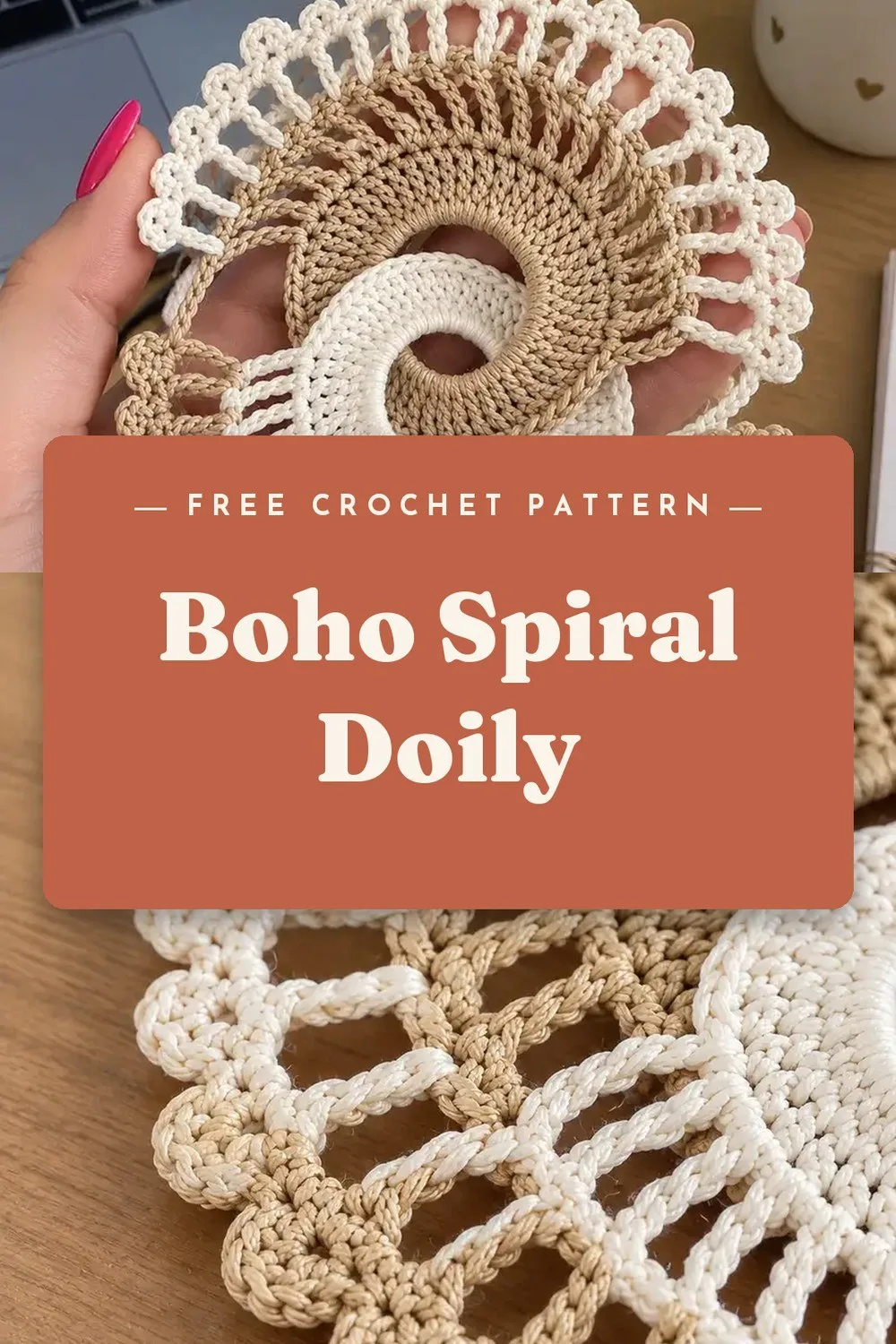 Boho Spiral Doily - Two-Color Crochet Motif Pattern
