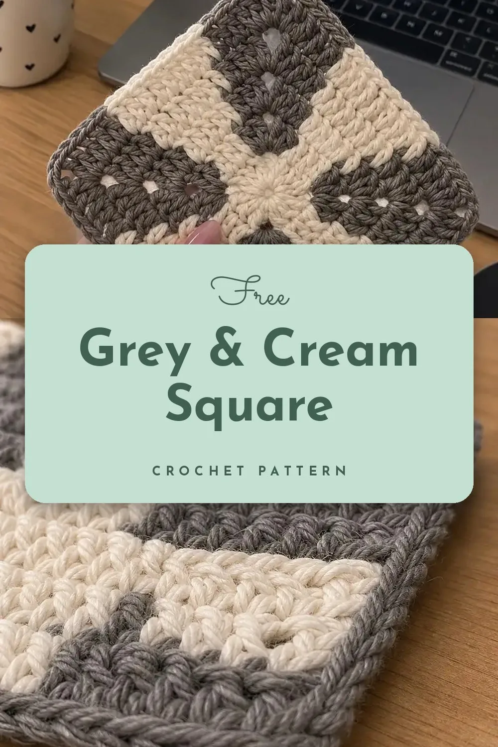 Neutral Grey & Cream Square Pattern - Cozy Texture & Border