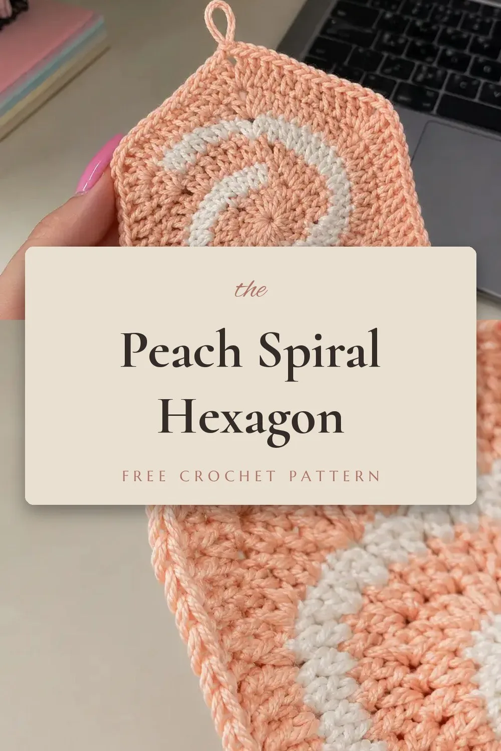 Peach Hexagonal Spiral Potholder - Crochet Pattern & Guide