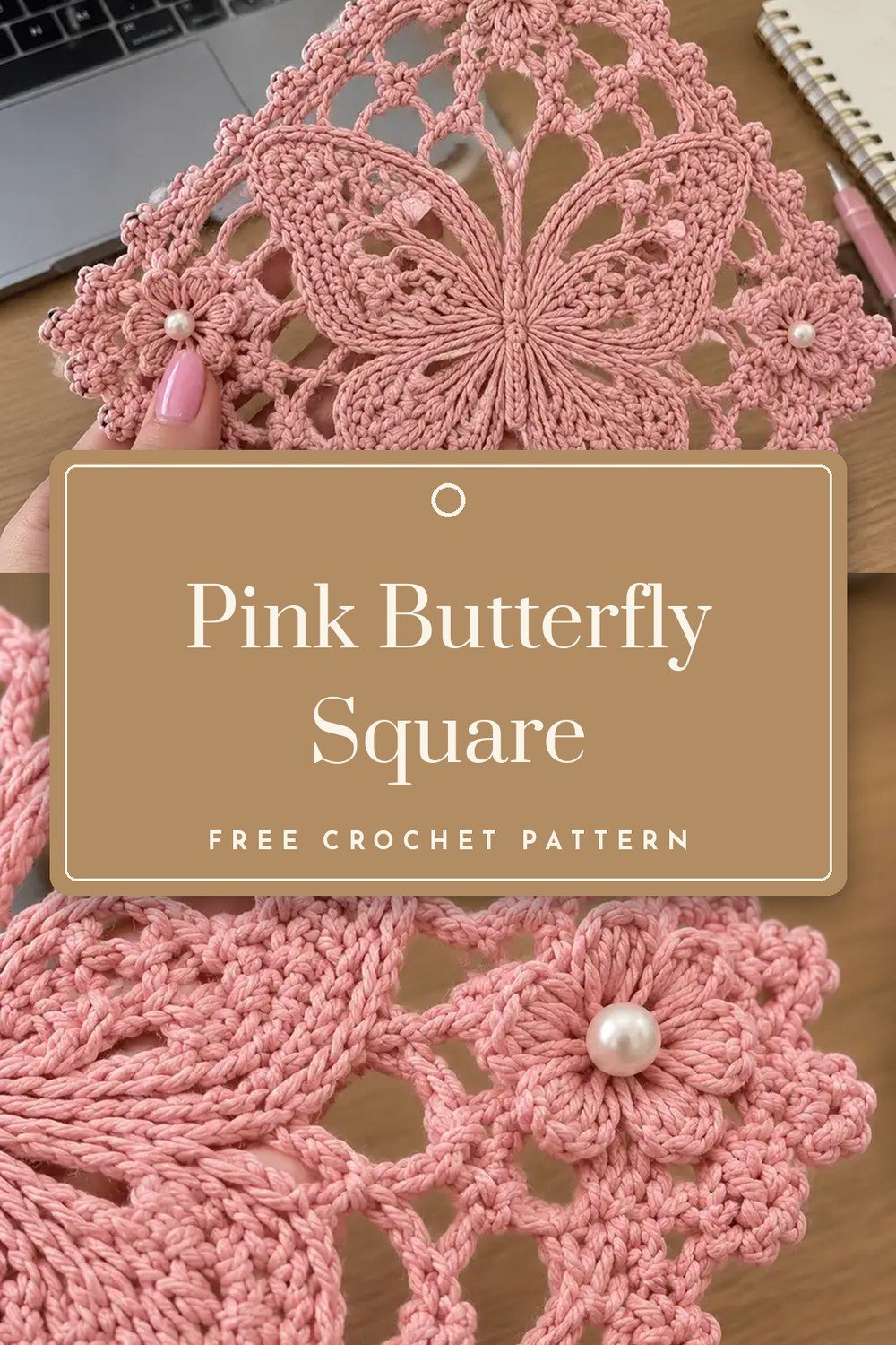 Pink Butterfly Lace Square - Free Crochet Pattern - Natalia Recipes