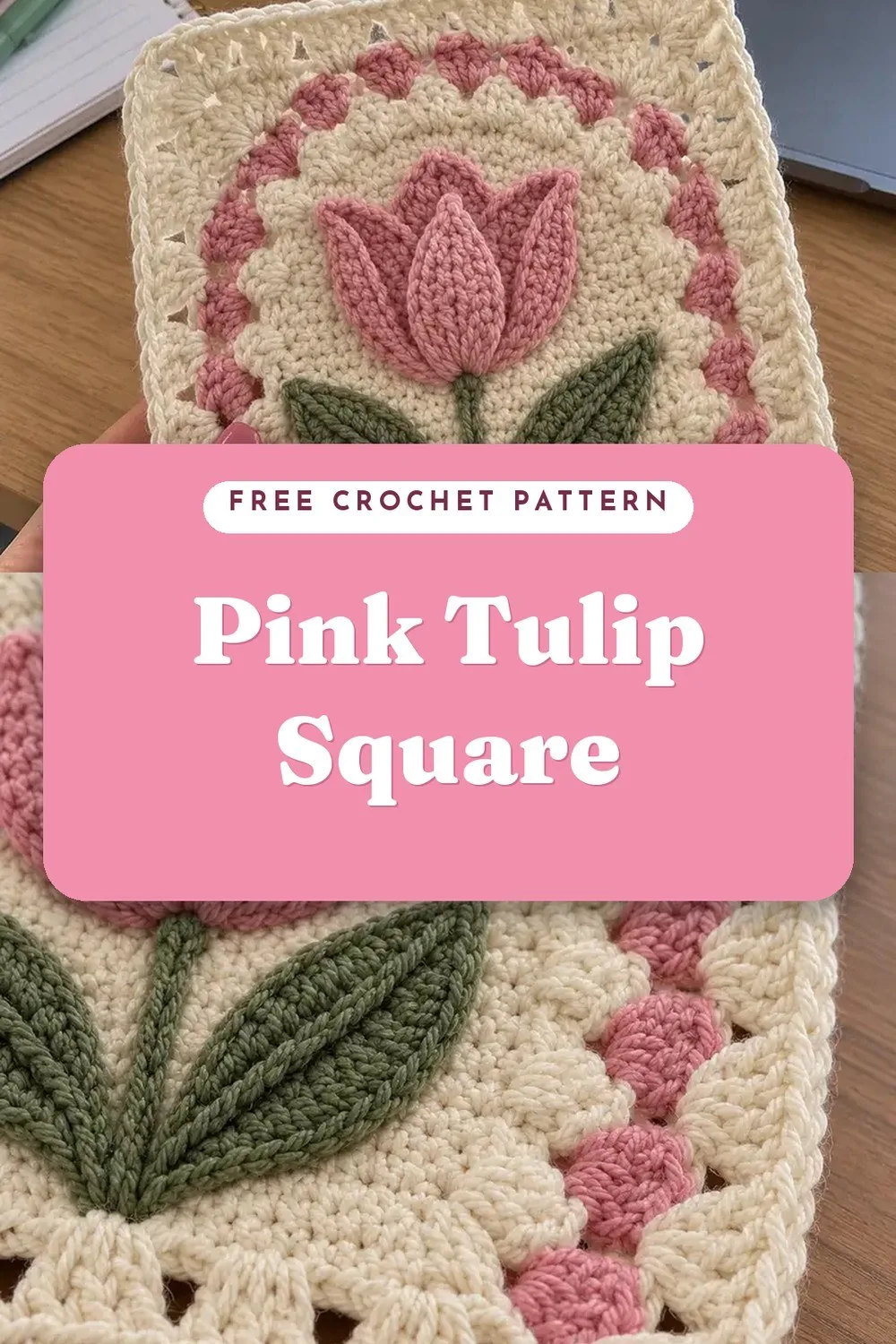 Pink Tulip Granny Square - Step-by-Step Pattern and Photo Tutorial